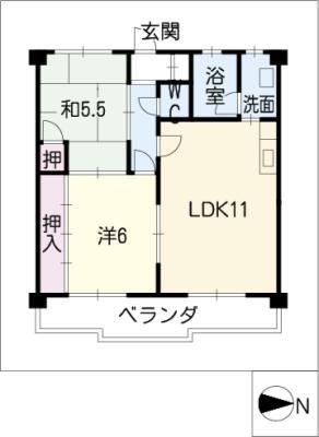 マンション久保田(2LDK/4階)の間取り写真