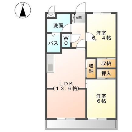 プレジデント岩沼弐番館(2LDK/2階)の間取り写真
