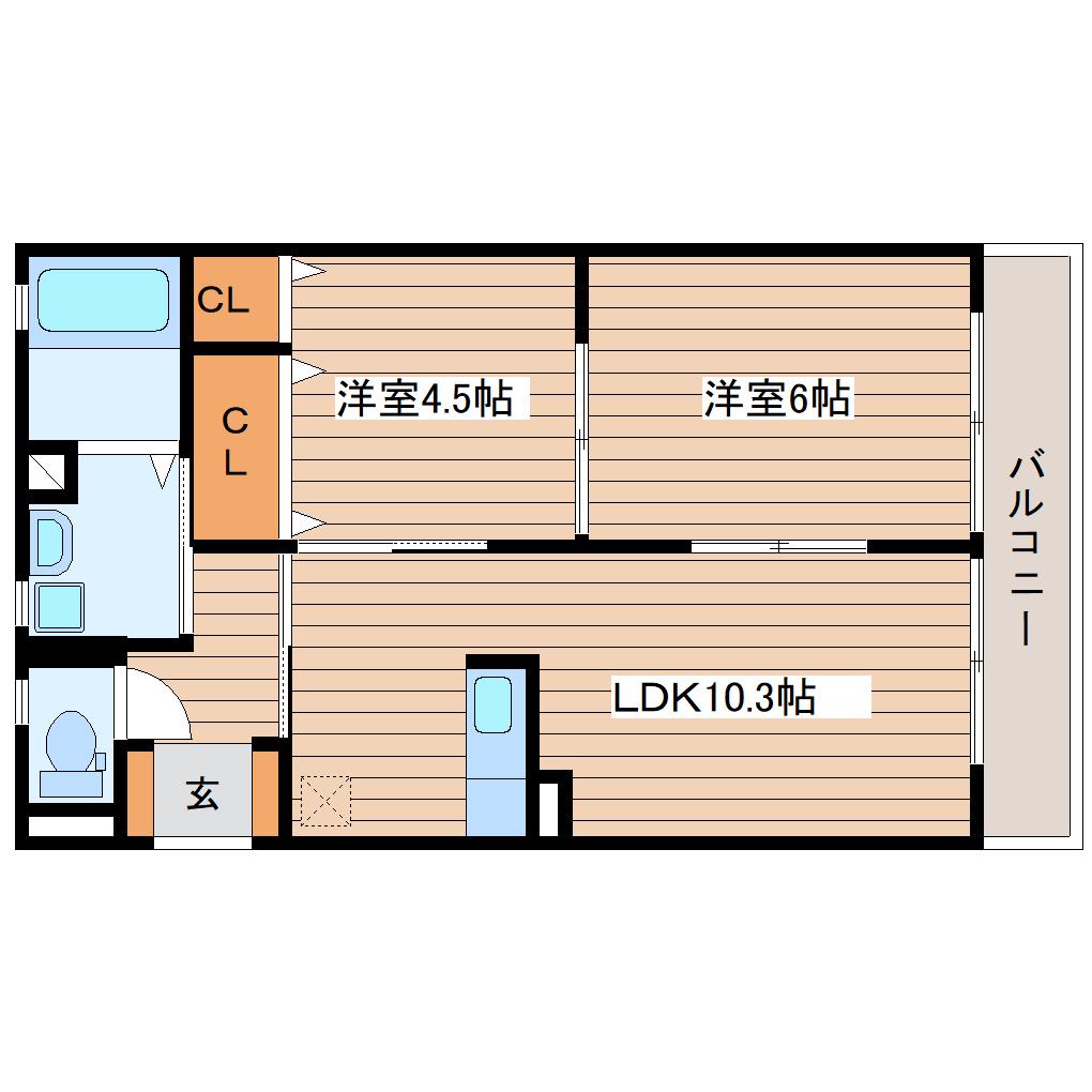 ハイムアルファ(2LDK/1階)の間取り写真
