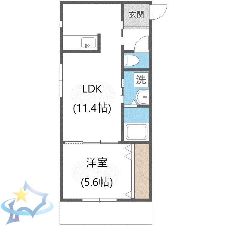 プエルタ中島公園(1LDK/1階)の間取り写真