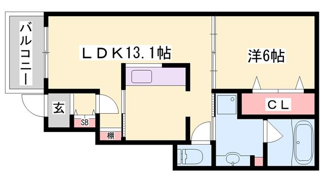 ベルフルールII(1LDK/1階)の間取り写真