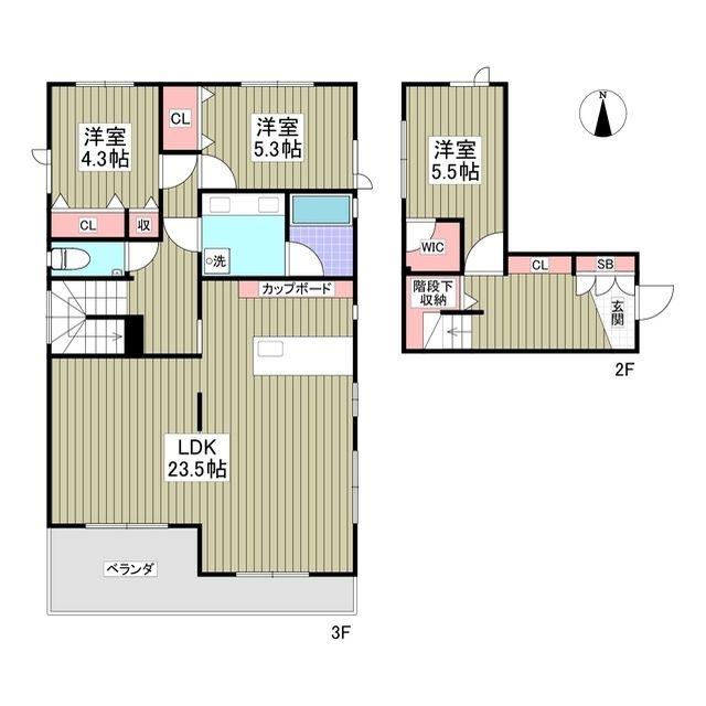 M・Iハイツ(3LDK/2階)の間取り写真
