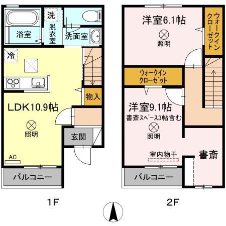 カサベルデ(2LDK/1階)の間取り写真