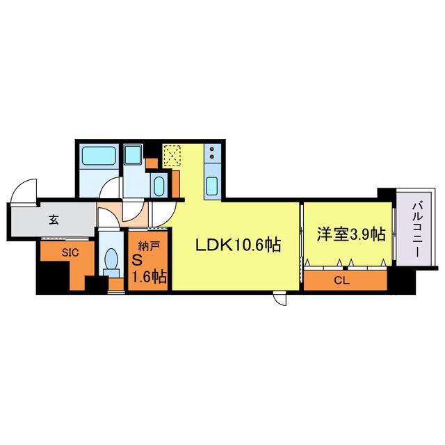 アーバネックス堺筋本町(1SLDK/5階)の間取り写真