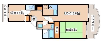 高取台ロイヤルマンション(2LDK/9階)の間取り写真