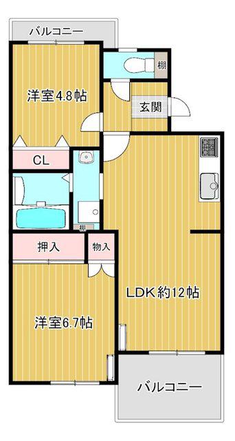 アーニス(2LDK/2階)の間取り写真