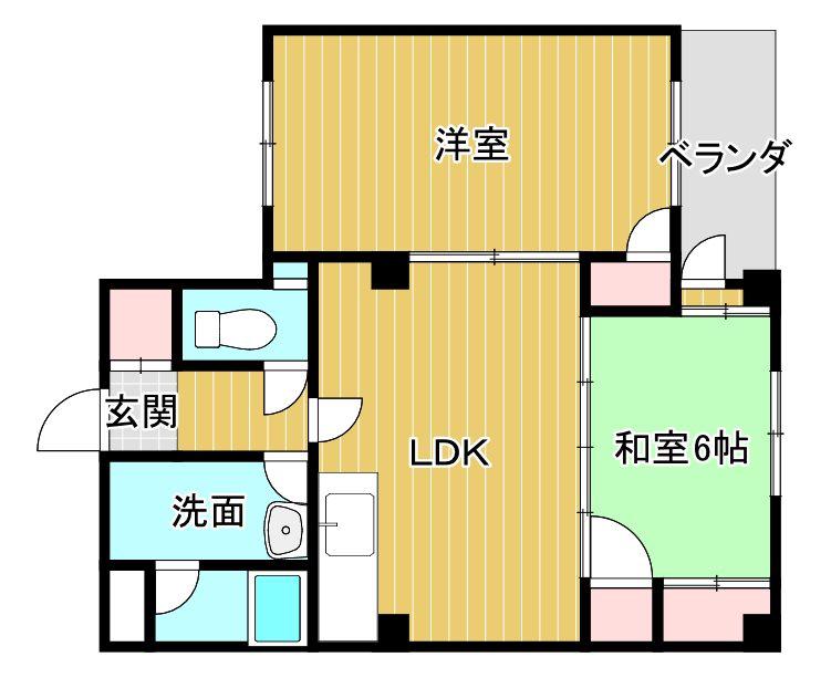 シャン・ド・ポワール呉羽(2LDK/3階)の間取り写真