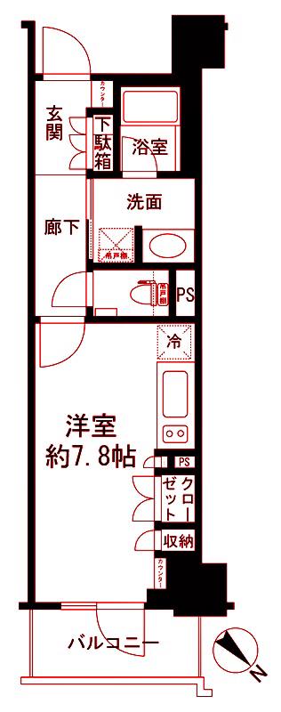 デュオステージ関内II(ワンルーム/2階)の間取り写真