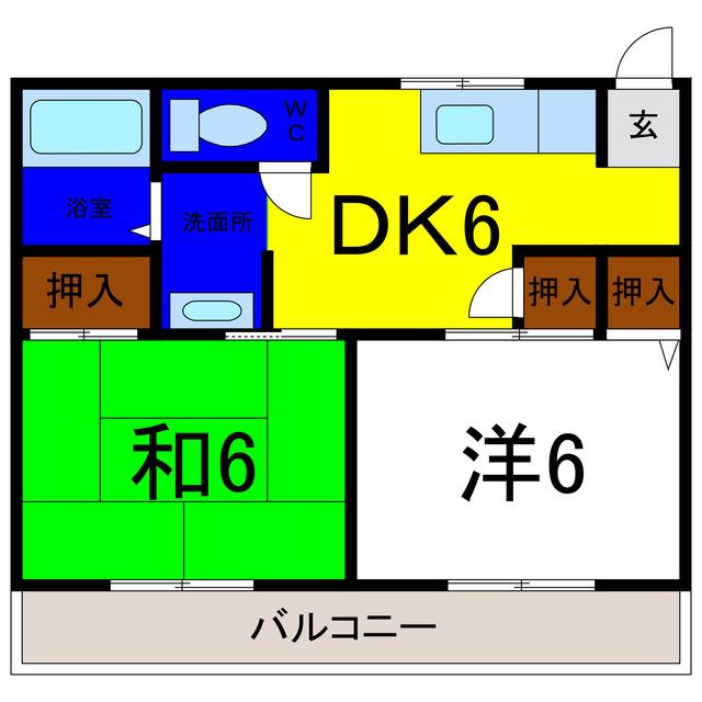 イータウン松茂(2DK/2階)の間取り写真