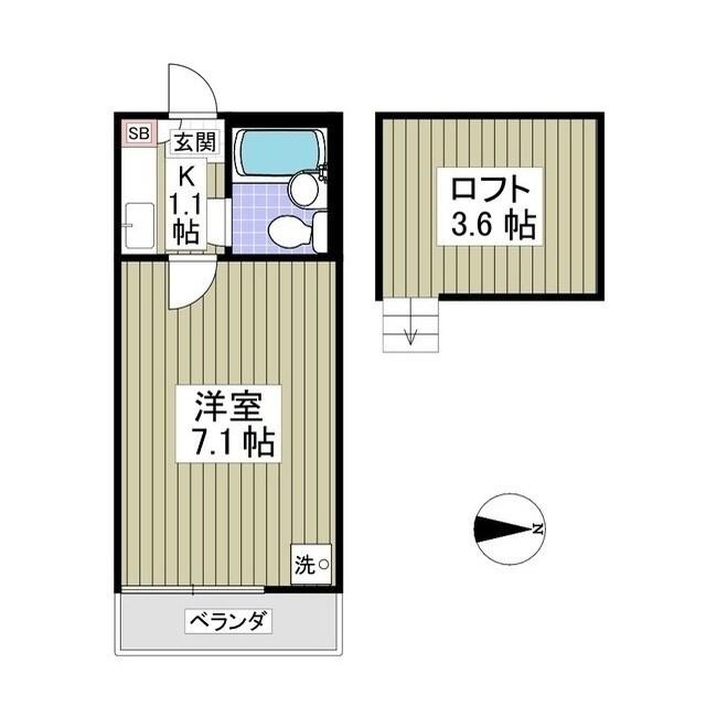 ルピナス(1K/2階)の間取り写真