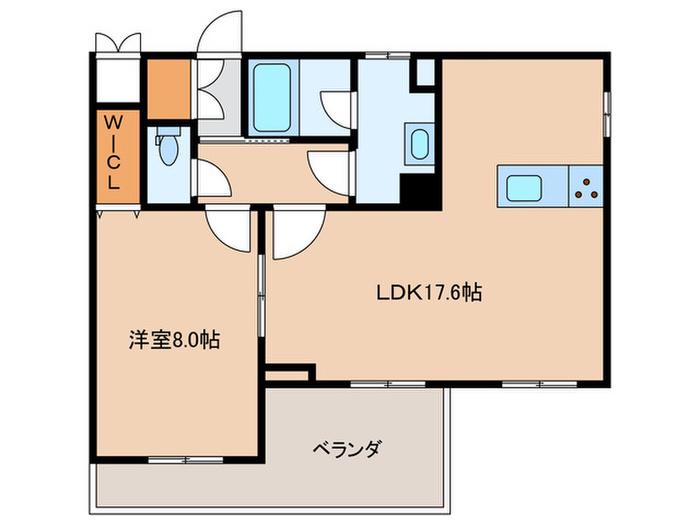 バーガンディ(1LDK/2階)の間取り写真