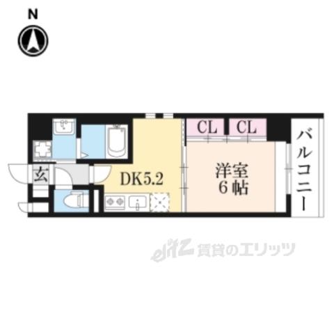 サイプレス太子道(1DK/4階)の間取り写真