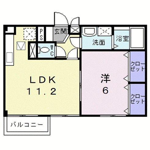 メゾンプロムナード(1LDK/2階)の間取り写真