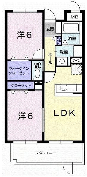 プリムローズK II(2LDK/3階)の間取り写真
