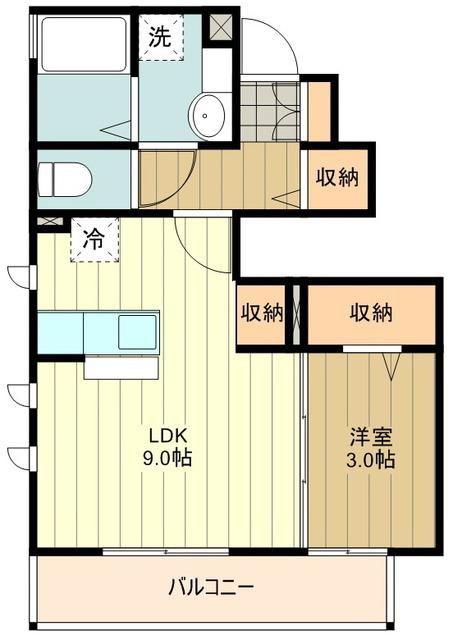 サウスタウンH.T(1LDK/1階)の間取り写真