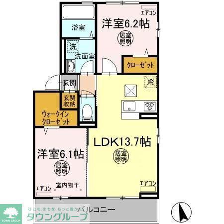 フォルトゥナ(2LDK/2階)の間取り写真