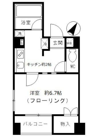メゾンセクレール(1K/2階)の間取り写真