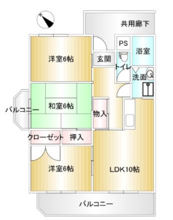 ハイタウン樽澤(3LDK/3階)の間取り写真