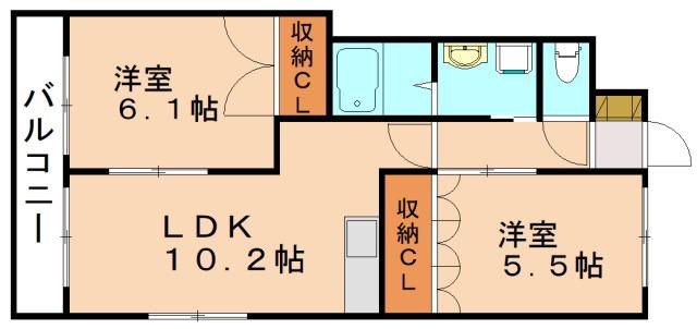コンフォート穂波(2LDK/1階)の間取り写真