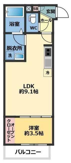 メゾン・ドゥ・アッシュ越谷(1LDK/2階)の間取り写真