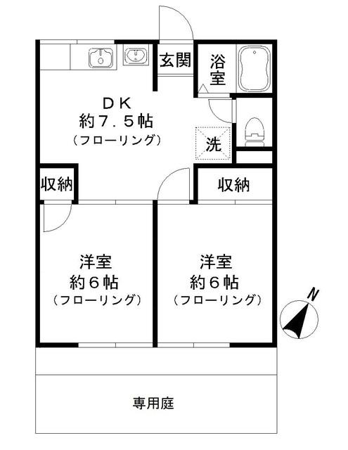 シティハイム2(2DK/1階)の間取り写真