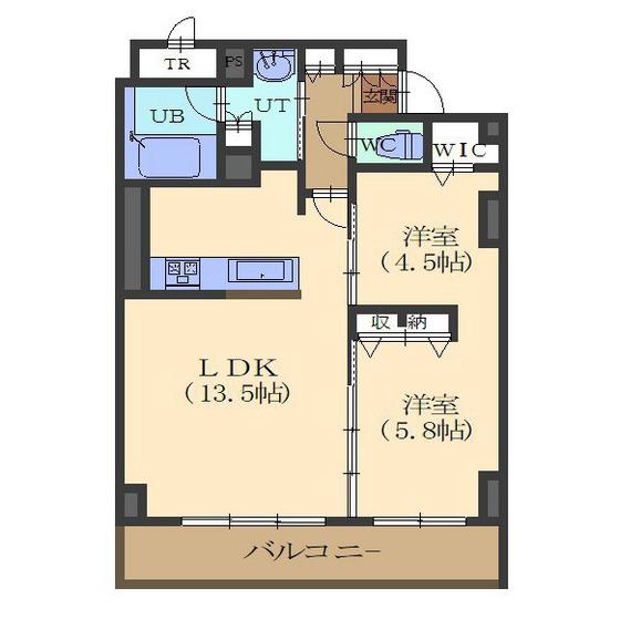 函館MARKS THE TOWER(2LDK/10階)の間取り写真