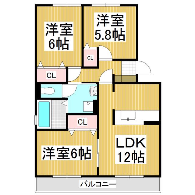 リ・ドーレF(3LDK/3階)の間取り写真