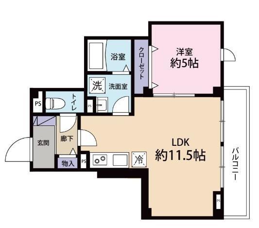 ハピネス ミノリ(1LDK/4階)の間取り写真