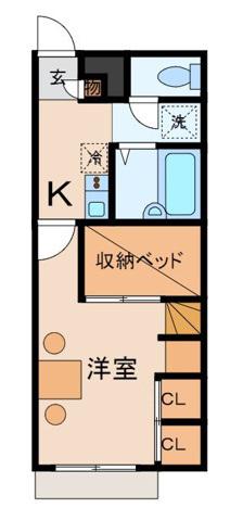 ソレイユ1番館(1K/2階)の間取り写真
