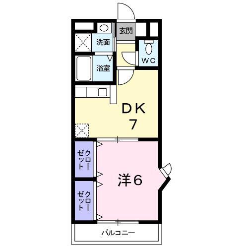 ポポラーレK(1DK/1階)の間取り写真