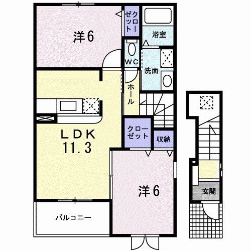 アプリコット・サンA(2LDK/2階)の間取り写真