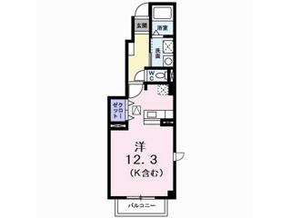 デュエルミサキD(1K/1階)の間取り写真