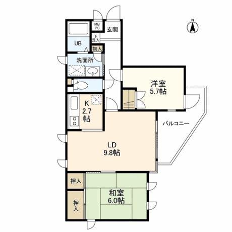 あざみ野ハイム(2LDK/3階)の間取り写真