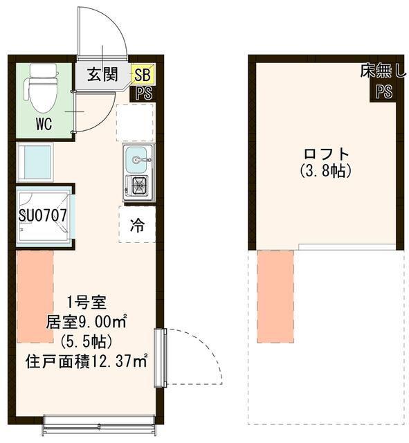 ピッコロモンド赤羽(ワンルーム/2階)の間取り写真
