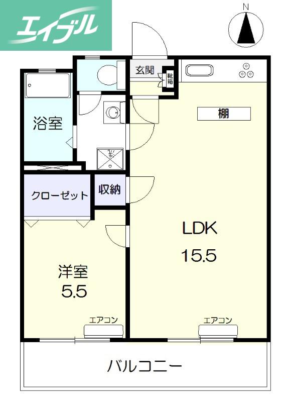 BAYSIDE OKAYAMA(1LDK/3階)の間取り写真