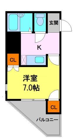 コスモタワー(1K/7階)の間取り写真