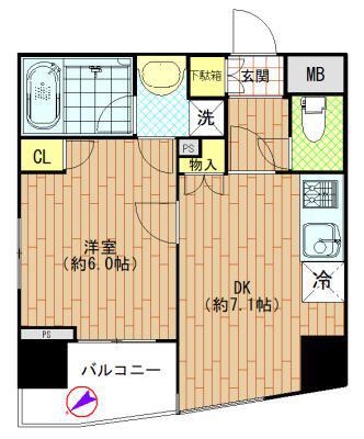 アリーチェ中落合(1DK/12階)の間取り写真
