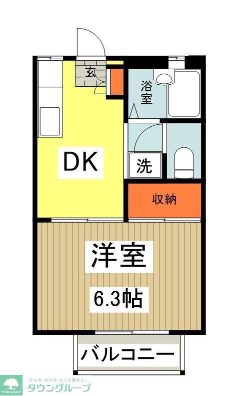 サラダハウス(1DK/2階)の間取り写真