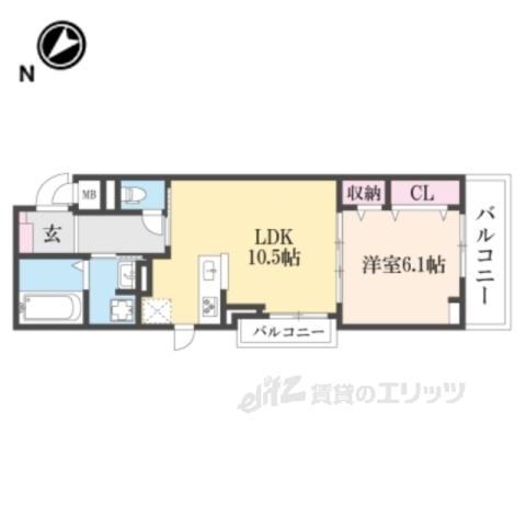 カレントかなぐら(1LDK/2階)の間取り写真