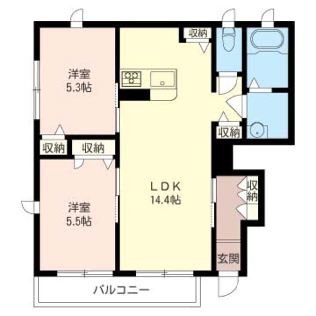メゾンエクセル(2LDK/1階)の間取り写真