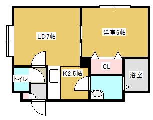 KAISER(1LDK/1階)の間取り写真