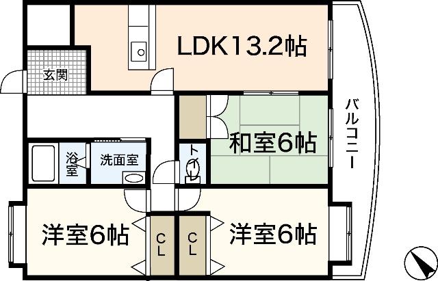 グロリオーサ(3LDK/3階)の間取り写真