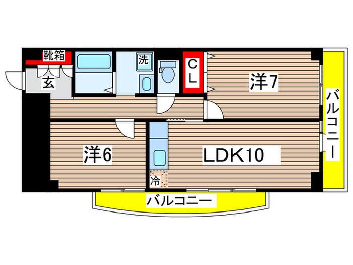 エクセル御器所(2LDK/2階)の間取り写真
