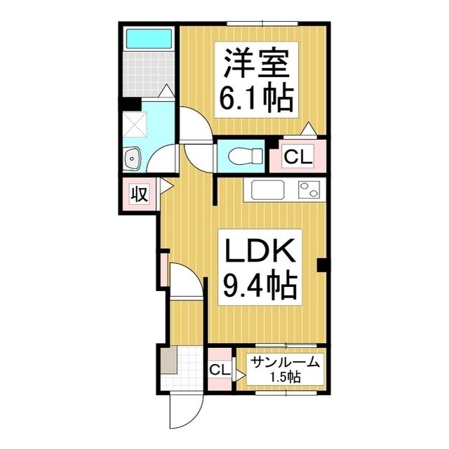 フェレーザ長峰(1LDK/1階)の間取り写真