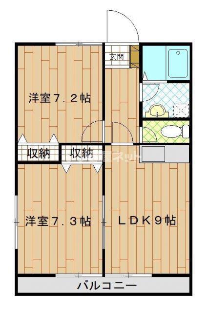 ライオンズハイツ3号館(2LDK/1階)の間取り写真
