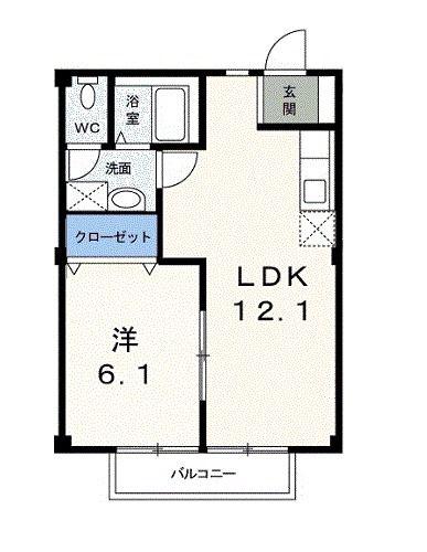 鳳凰21(1LDK/1階)の間取り写真