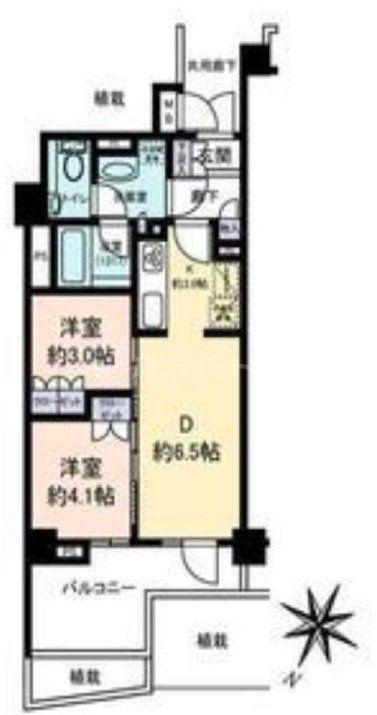 プレミスト金町(2DK/1階)の間取り写真