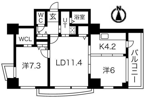 シティコート目黒(2LDK/6階)の間取り写真