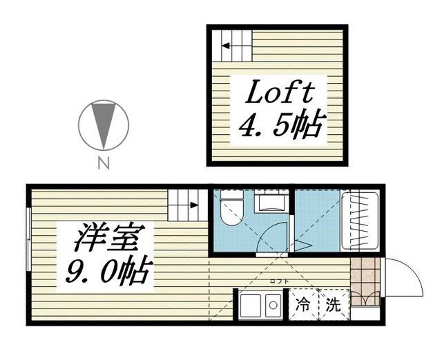 エクリス(ワンルーム/2階)の間取り写真