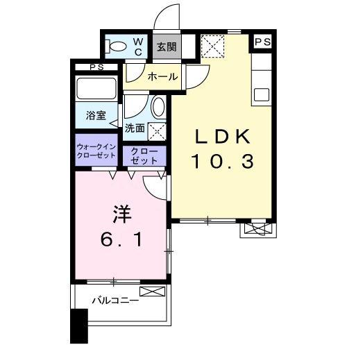 セブンクラウン(1LDK/2階)の間取り写真